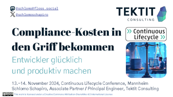 Thumbnail of Compliance Kosten in den Griff bekommen - Golden Path to Golden State - Understanding and Optimising Cost of Compliance - Continuous Lifecycle Conference Mannheim 2024 - Schlomo Schapiro.pdf